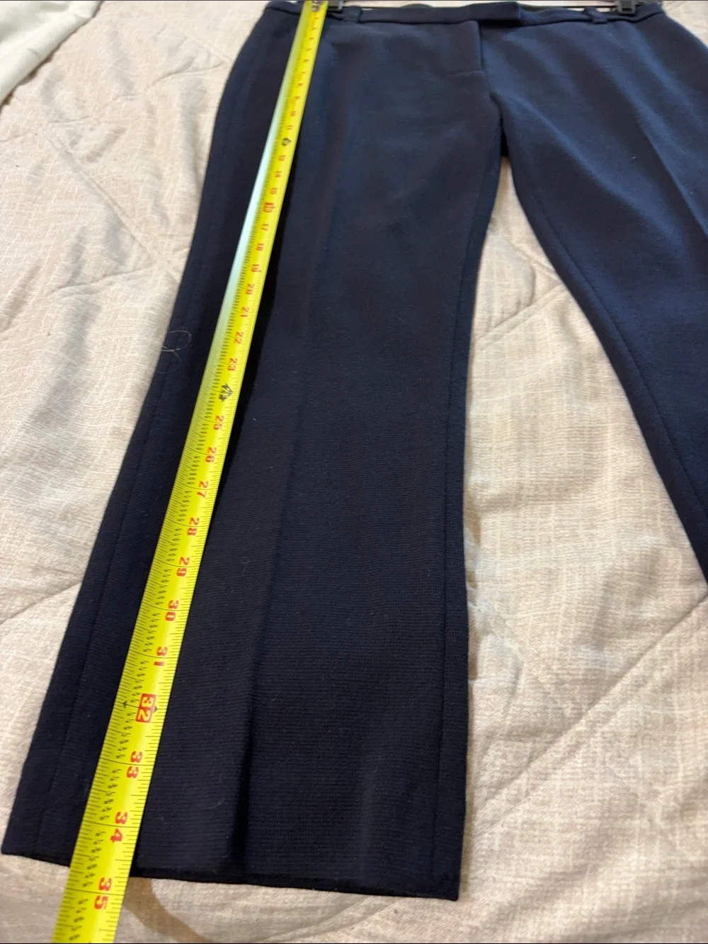 Tory Burch Dark Nacy Straight-Leg Pants with Gold Logo Tab